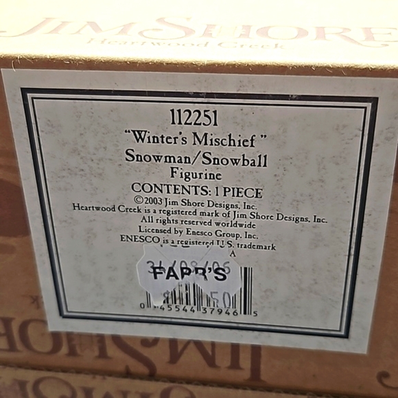 JIM SHORE "Winter's Mischief" Snowman w/snowball figurine - Picture 12 of 14